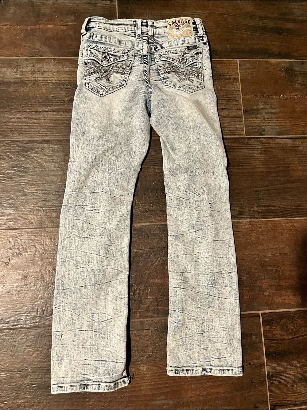 Salvage (kids) Light Blue Bootcut Jeans 12 Tall with Embroidered Back Pockets